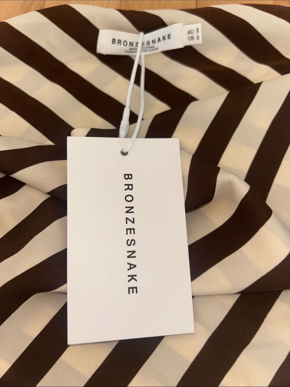 BRONZE SNAKE Inessa striped off the shoulder asymmetric top - Picture 3 of 4